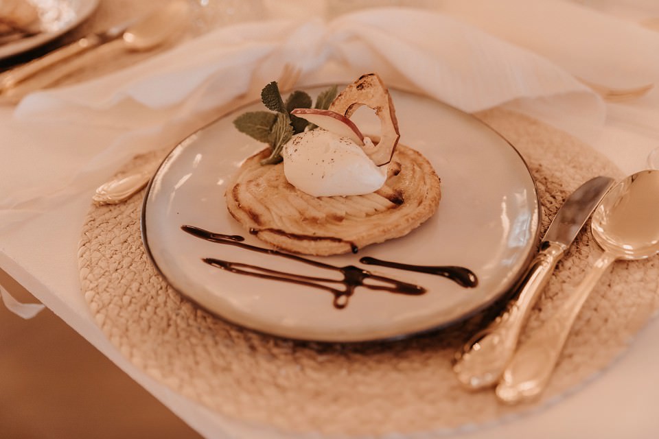 Hochzeitscatering Dessert mit Apfel